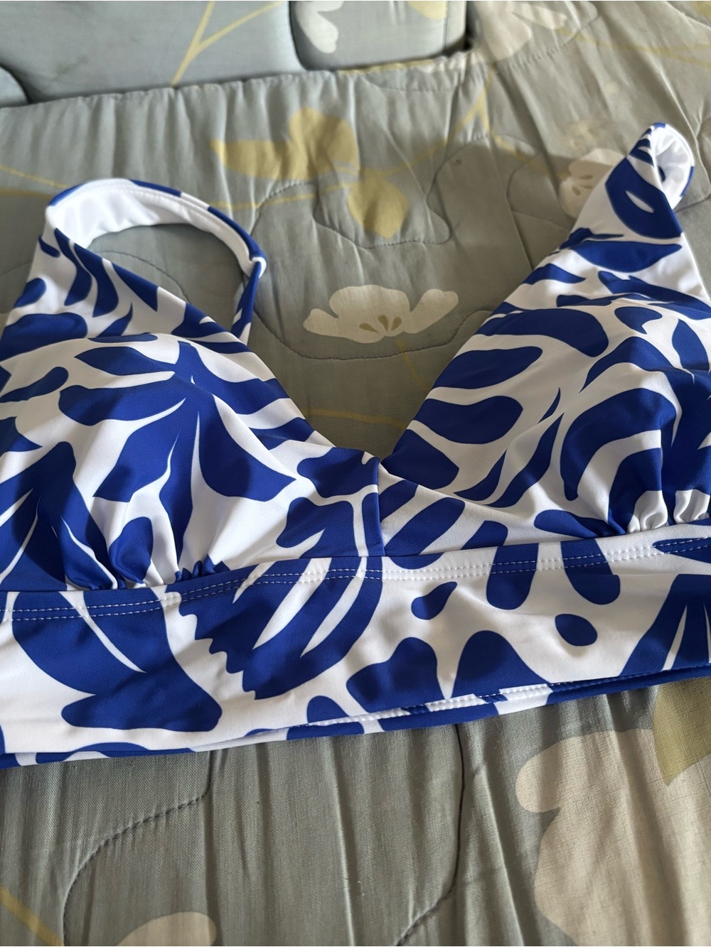 George Blue and White Printed Bikini Top